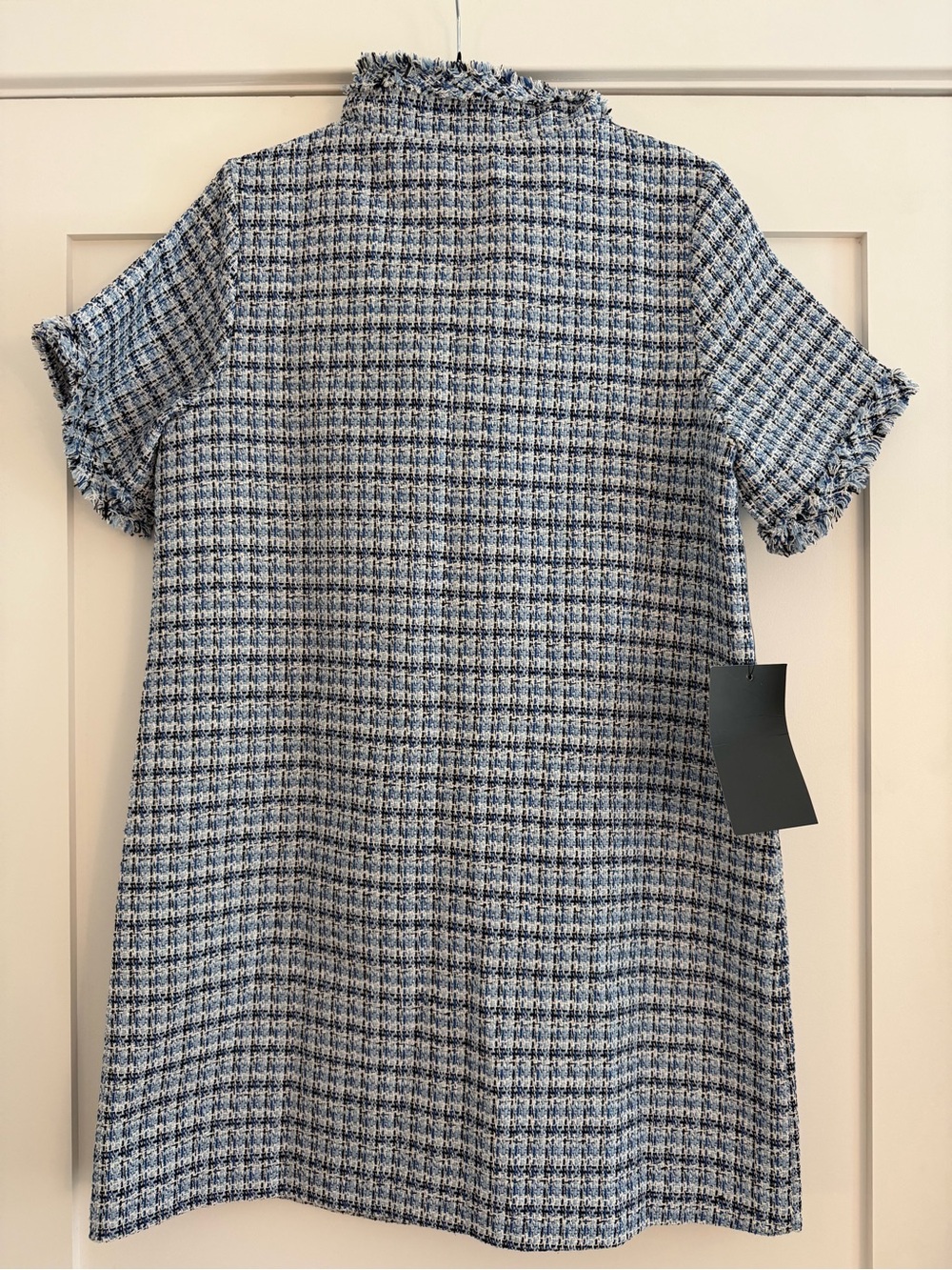 Pomander Place Blue and White Tweed Short-Sleeve A-Line Dress - Picture 5 of 8